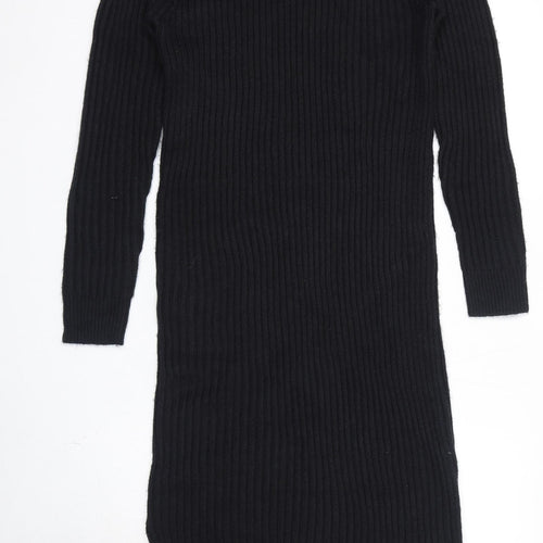 Marks and Spencer Womens Black Polyester Jumper Dress Size S Round Neck Pullover