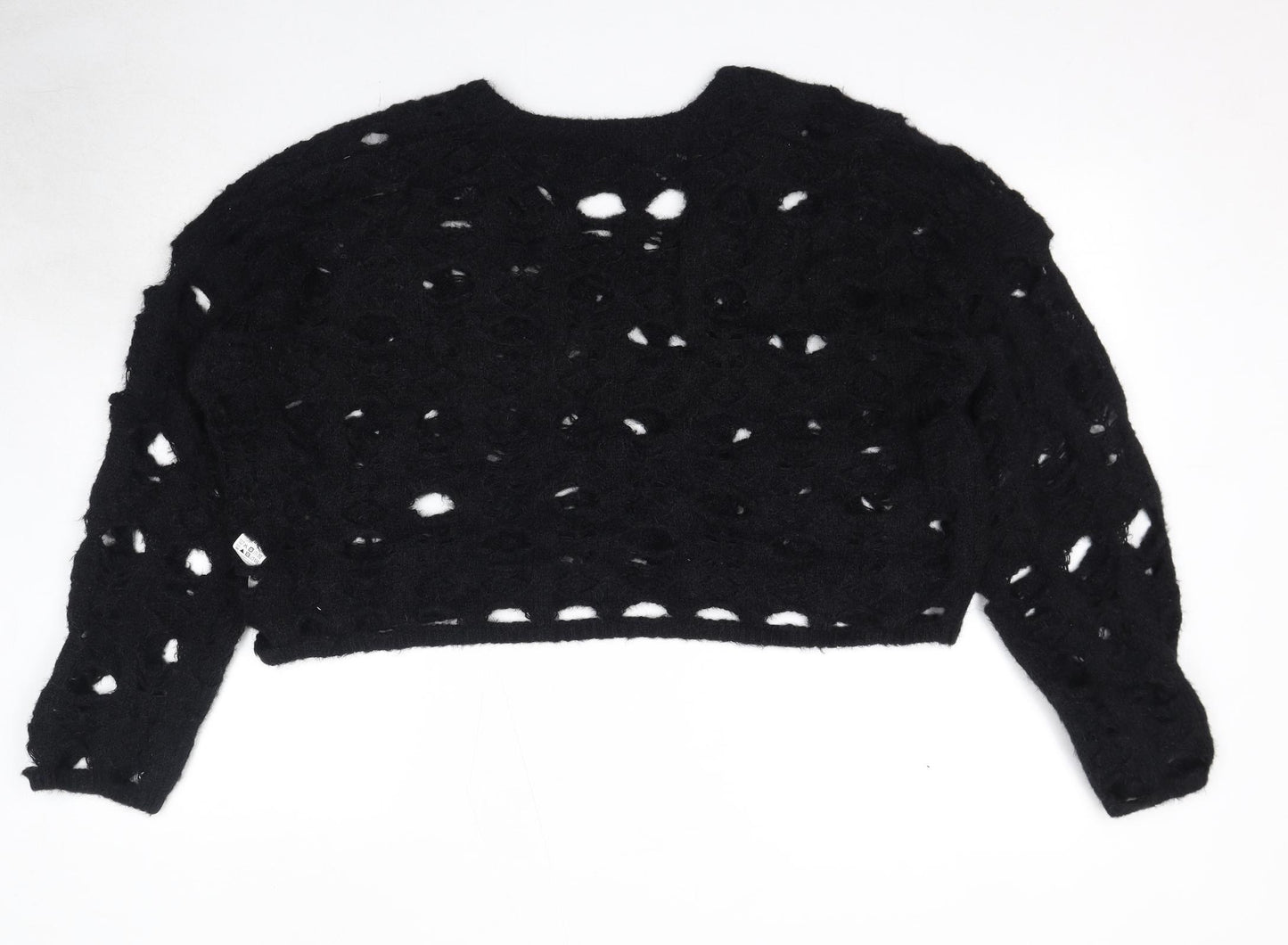 Missguided Womens Black Round Neck Acrylic Pullover Jumper Size 14 - Size 14-16