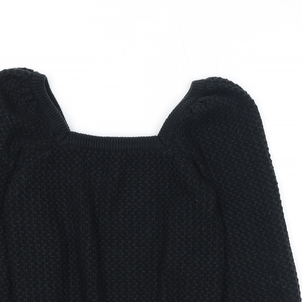 Dorothy Perkins Womens Black Square Neck Acrylic Pullover Jumper Size 10