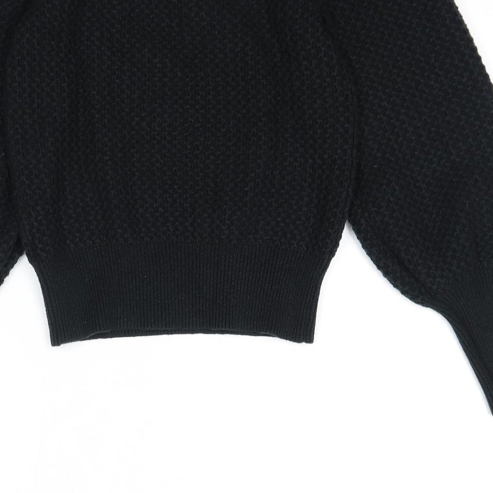 Dorothy Perkins Womens Black Square Neck Acrylic Pullover Jumper Size 10