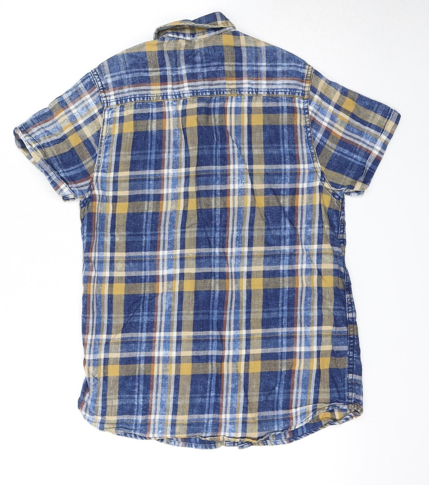 NEXT Boys Blue Plaid Cotton Basic Button-Up Size 12 Years Collared Button