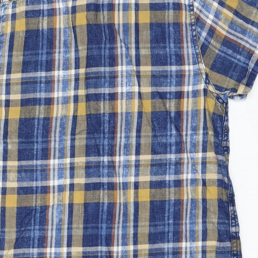 NEXT Boys Blue Plaid Cotton Basic Button-Up Size 12 Years Collared Button