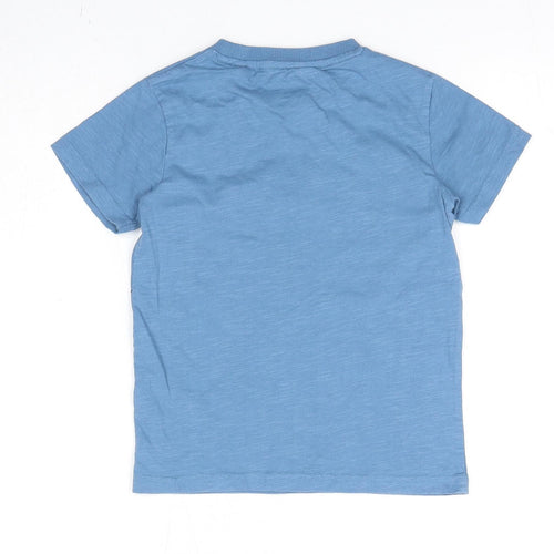 NEXT Boys Blue Cotton Basic T-Shirt Size 4-5 Years Round Neck Pullover - Let's Go! Aeroplane