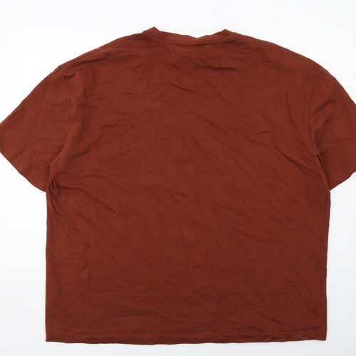 NEXT Mens Brown Cotton T-Shirt Size 2XL Round Neck