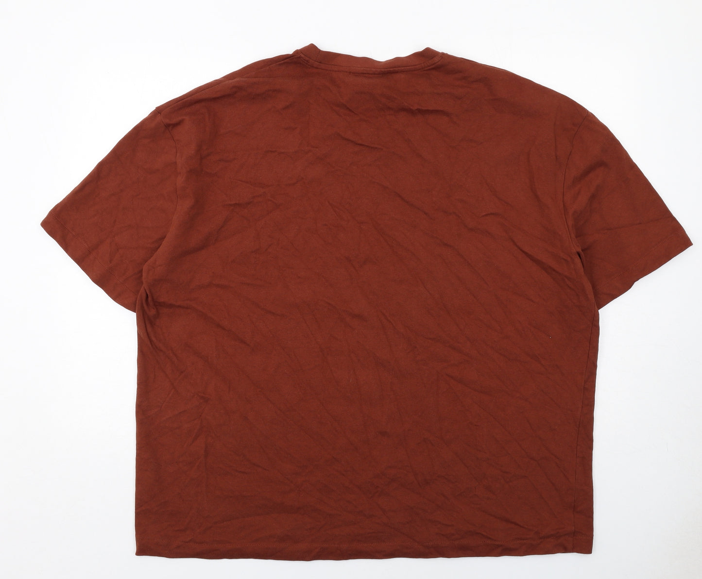 NEXT Mens Brown Cotton T-Shirt Size 2XL Round Neck