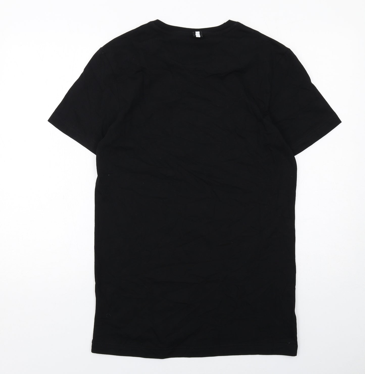 Intense Mens Black Cotton T-Shirt Size M Round Neck