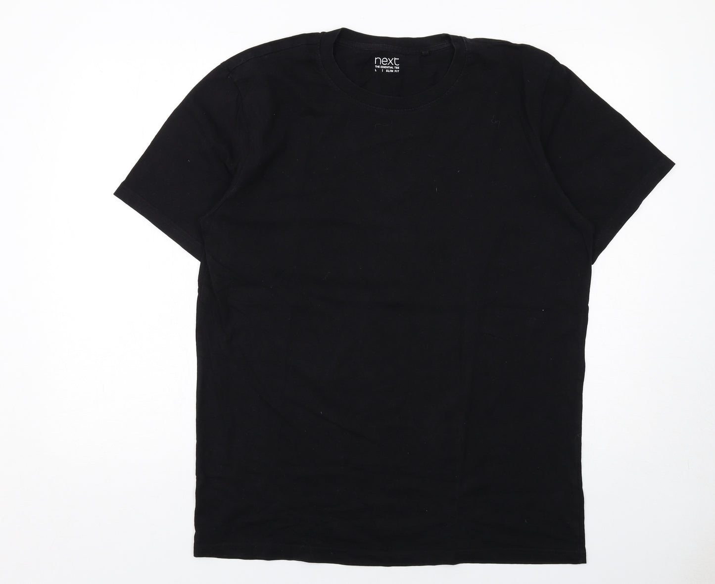 NEXT Mens Black Cotton T-Shirt Size L Round Neck