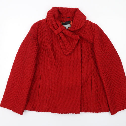 Per Una Womens Red Jacket Size 14 Snap - Collar Detail