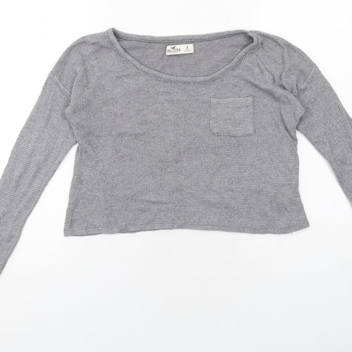 Hollister Womens Grey Boat Neck Modal Pullover Jumper Size S
