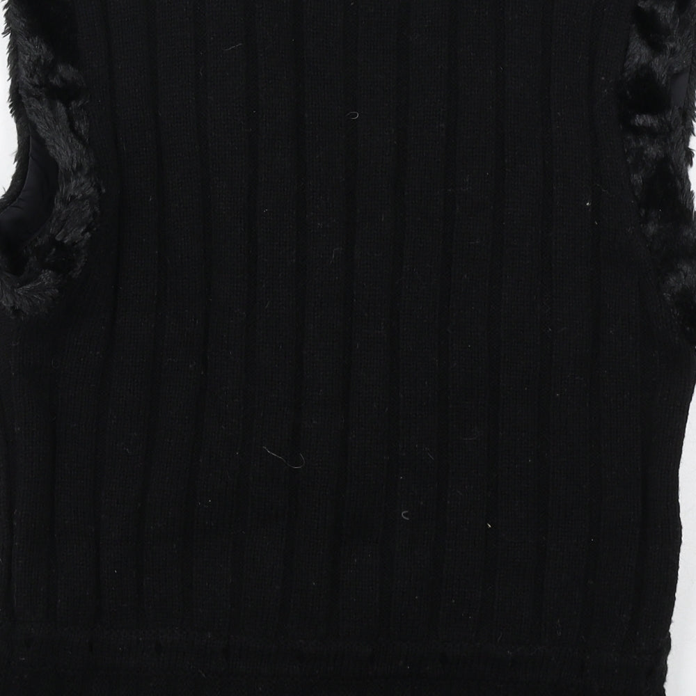 Kapalua Womens Black V-Neck Acrylic Cardigan Jumper Size S