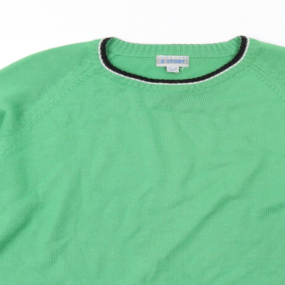 Green Lamb Womens Green Round Neck Acrylic Pullover Jumper Size 14