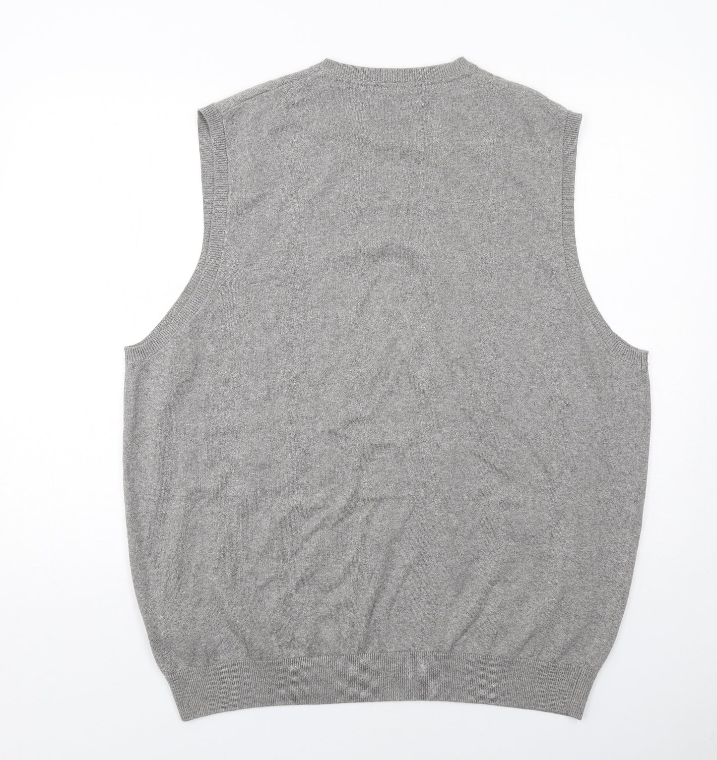 Marks and Spencer Mens Grey V-Neck Cotton Vest Jumper Size 2XL Sleeveless