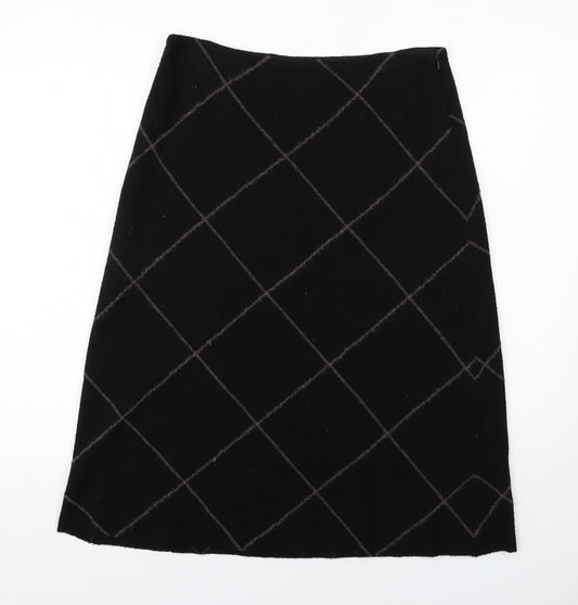 Fenn Wright Manson Womens Black Argyle/Diamond Wool A-Line Skirt Size L Zip