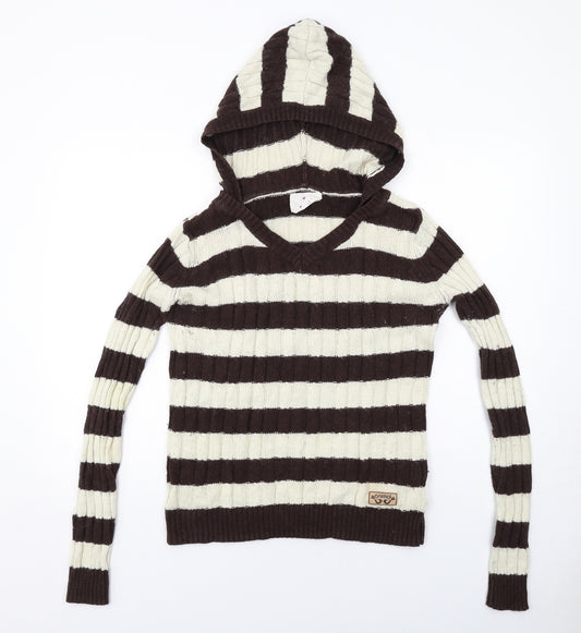 Animal Womens Brown Striped Cotton Pullover Hoodie Size 10 Pullover