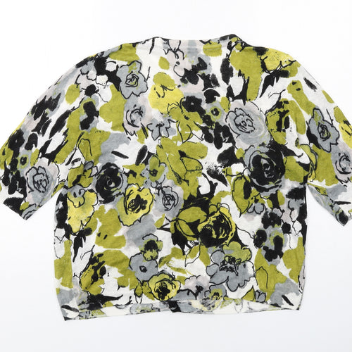 Cynthia Rowley Womens Multicoloured Round Neck Floral Acrylic Cardigan Jumper Size XL