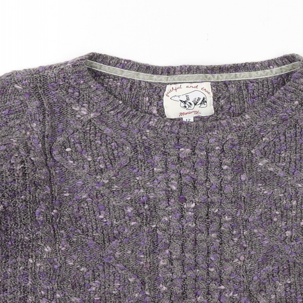 MANTARAY PRODUCTS Womens Purple Round Neck Acrylic Pullover Jumper Size 12