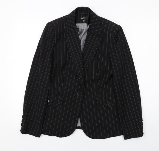 Marks and Spencer Womens Black Striped Polyester Jacket Suit Jacket Size 12