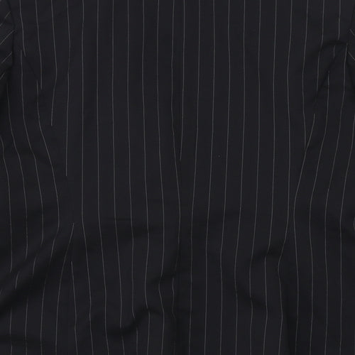 Classic Womens Black Pinstripe Polyester Jacket Suit Jacket Size 12