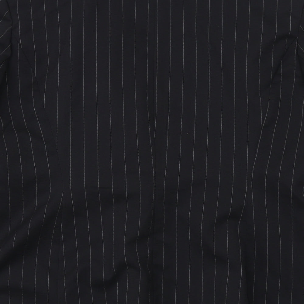 Classic Womens Black Pinstripe Polyester Jacket Suit Jacket Size 12