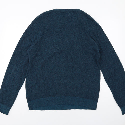 Threadbare Mens Blue Round Neck Cotton Pullover Jumper Size M Long Sleeve