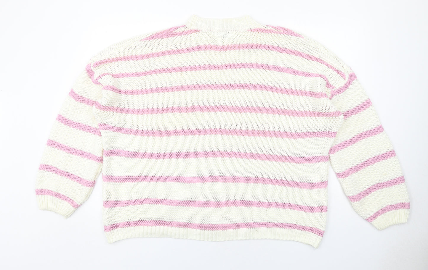 In the Style Womens Ivory Round Neck Striped Acrylic Pullover Jumper Size 18 - Size 18-20