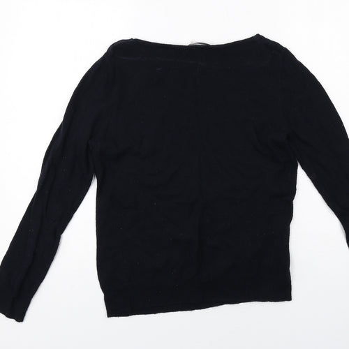 Mint Velvet Womens Black Boat Neck Acrylic Pullover Jumper Size 10 - Star