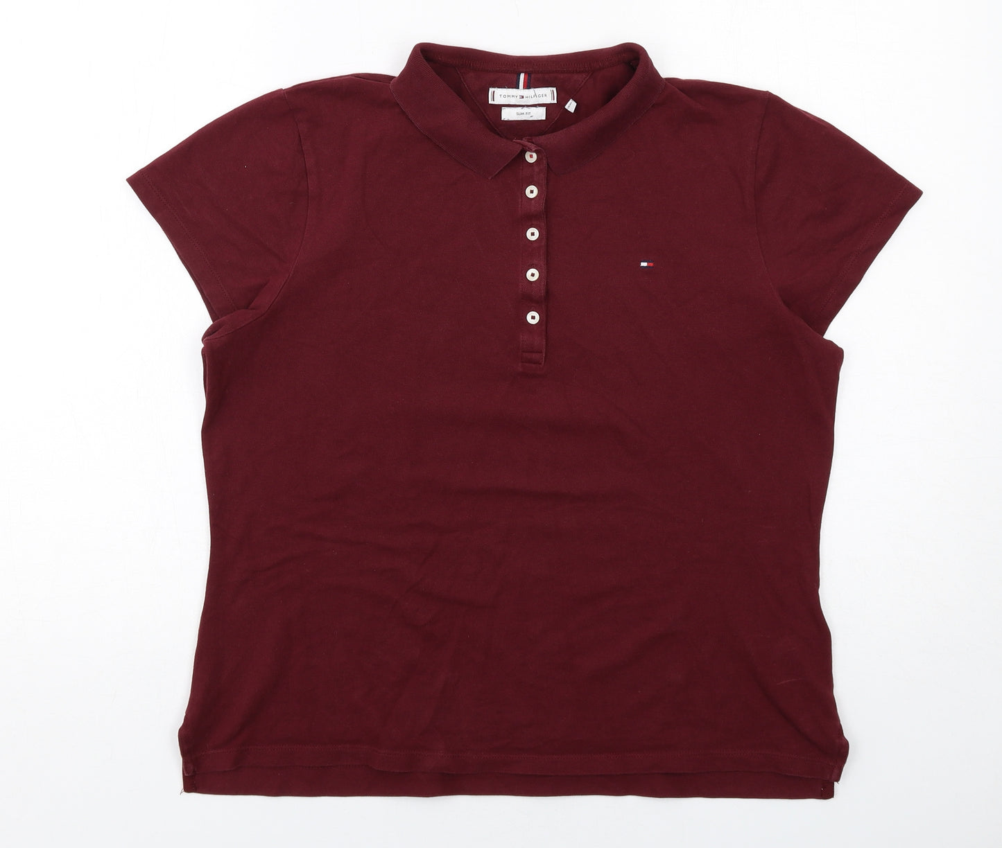 Tommy Hilfiger Womens Red Cotton Basic Polo Size 2XL Collared