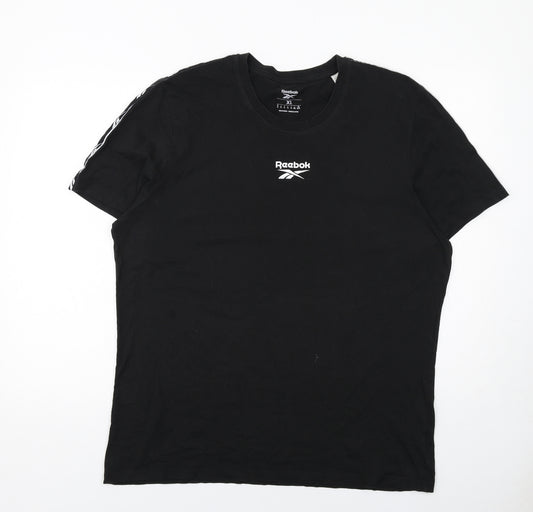 Reebok Mens Black Cotton T-Shirt Size XL Round Neck