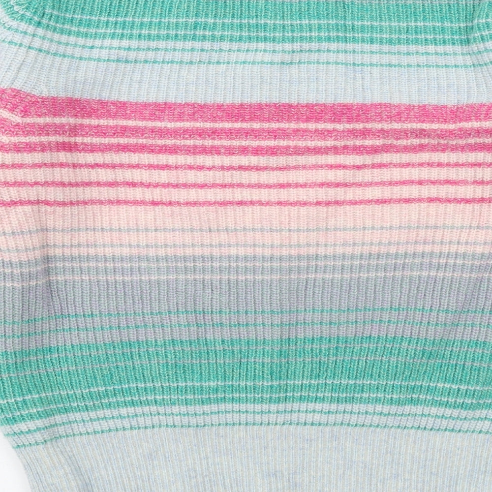 Woolovers Womens Multicoloured Round Neck Striped Wool Pullover Jumper Size S