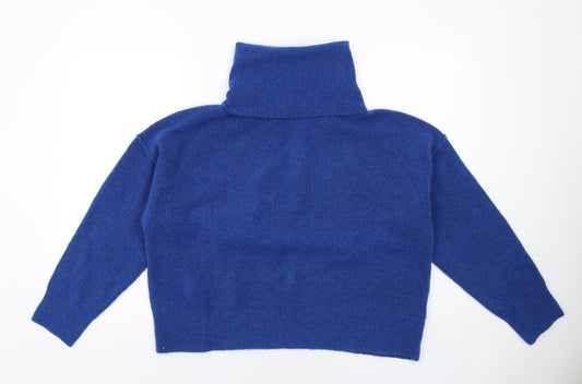 Hush Womens Blue Roll Neck Acrylic Pullover Jumper Size M