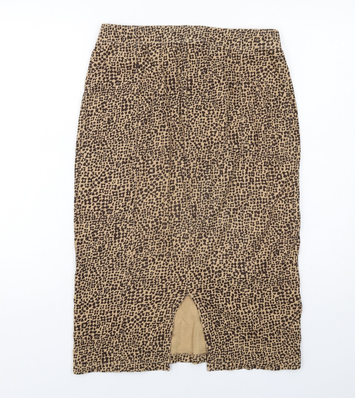 Oasis Womens Beige Animal Print Cotton Straight & Pencil Skirt Size L - Leopard pattern