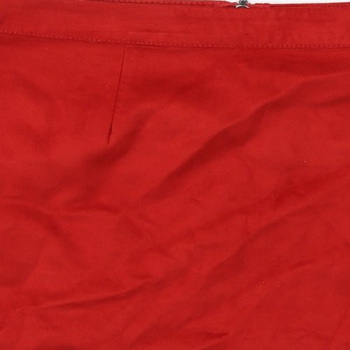 Zara Womens Red Polyester A-Line Skirt Size M Zip
