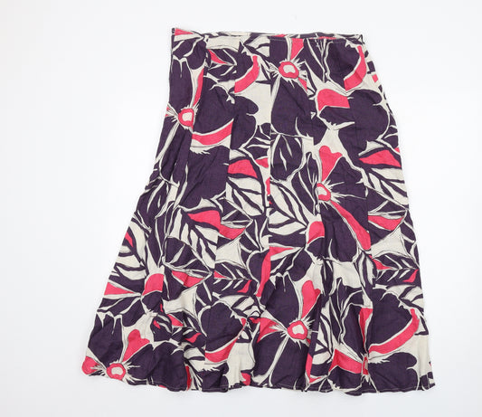 Per Una Womens Multicoloured Geometric Linen Swing Skirt Size 14 Zip