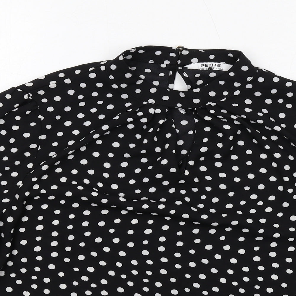 Dorothy Perkins Womens Black Polka Dot Polyester Basic Blouse Size 14 Round Neck