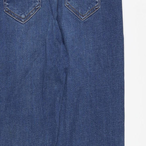 Marks and Spencer Womens Blue Cotton Straight Jeans Size 12 Regular Zip