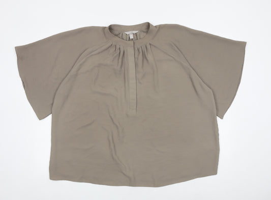 H&M Womens Brown Polyester Basic Blouse Size L Round Neck