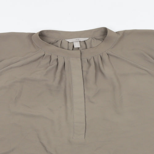H&M Womens Brown Polyester Basic Blouse Size L Round Neck