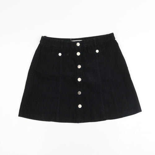 Cooperative Womens Black Cotton A-Line Skirt Size S Button
