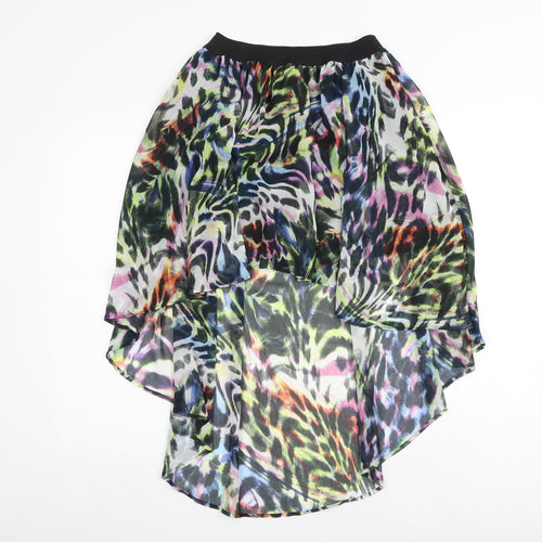 New Look Womens Multicoloured Geometric Polyester Swing Skirt Size 12 - Hi-low skirt length