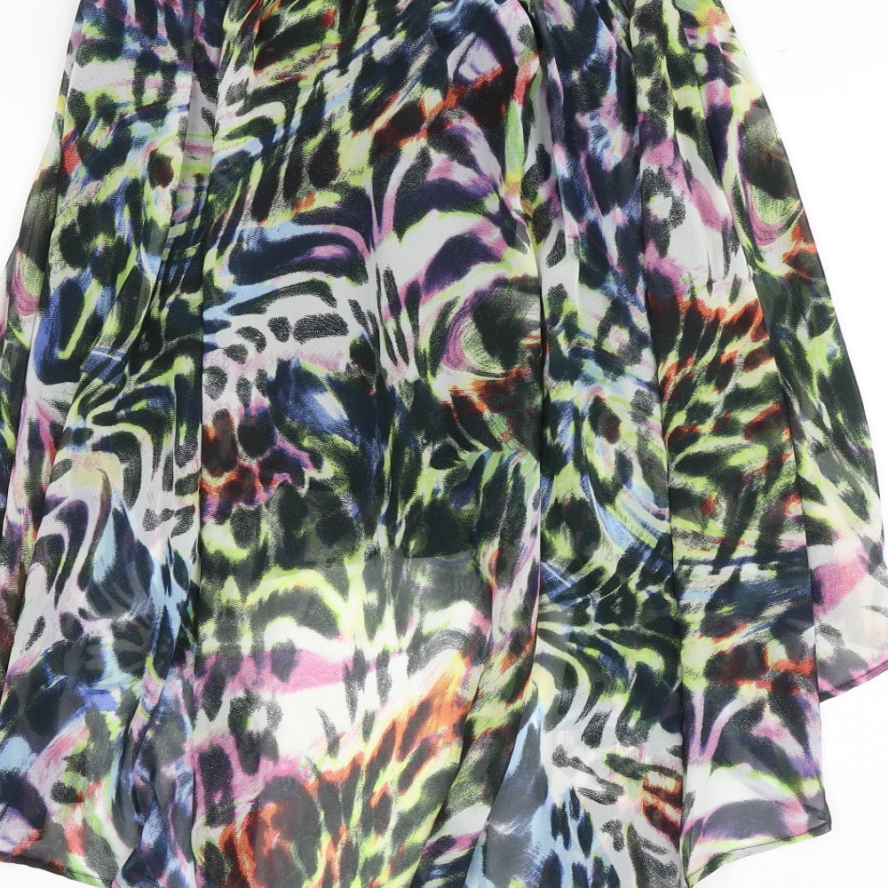 New Look Womens Multicoloured Geometric Polyester Swing Skirt Size 12 - Hi-low skirt length