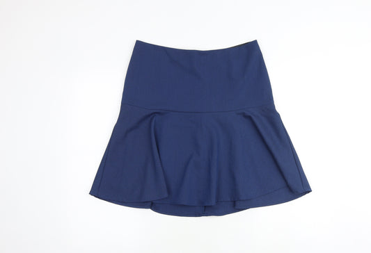 NEXT Womens Blue Polyester Swing Skirt Size 10 Zip