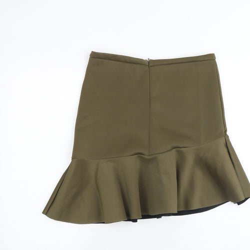 Seed Womens Brown Polyester Trumpet Skirt Size M Zip