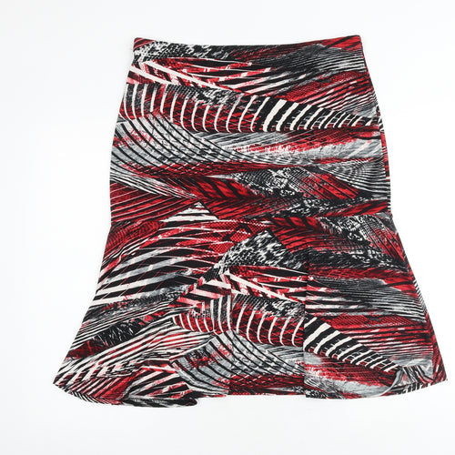 BASSINI Womens Multicoloured Geometric Polyester Trumpet Skirt Size 34 in