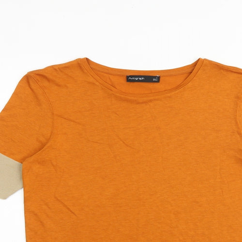 Autograph Womens Orange Lyocell Basic T-Shirt Size 12 Round Neck