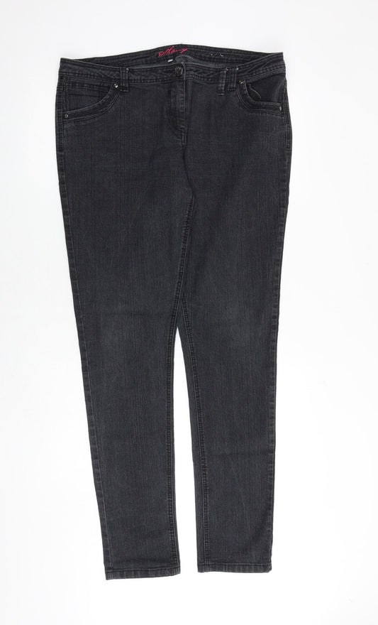 Debenhams Womens Black Cotton Skinny Jeans Size 16 Slim Zip