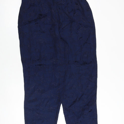 Modern Classic Womens Blue Floral Viscose Trousers Size 18 Regular