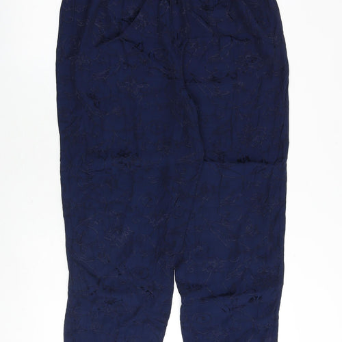 Modern Classic Womens Blue Floral Viscose Trousers Size 18 Regular