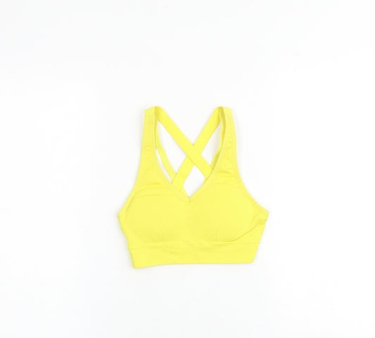 Boux Sport Womens Yellow Polyester Cropped Tank Size XS V-Neck Pullover - Sports Bra