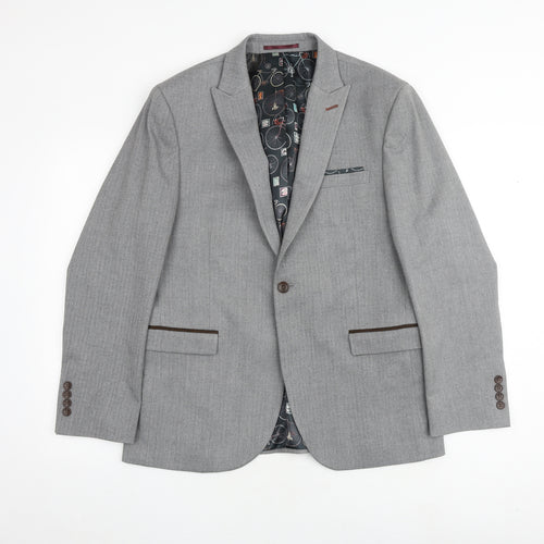 NEXT Mens Grey Polyester Jacket Blazer Size 42 Regular