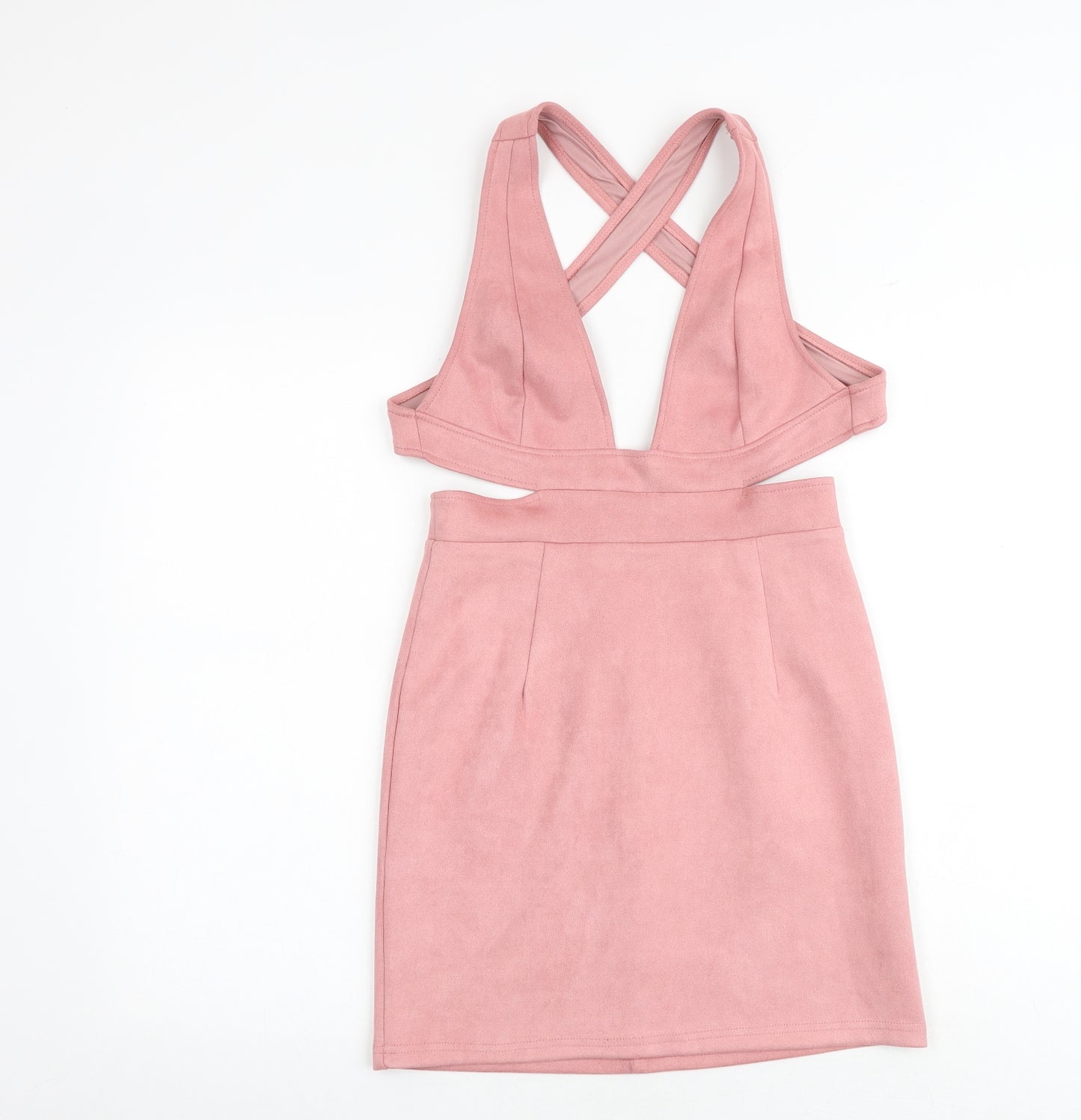 In the Style Womens Pink Polyester Pinafore/Dungaree Dress Size 10 V-Neck Zip - Pinafore, Open Back